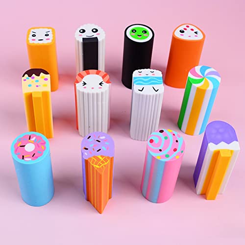 Food Erasers 12 Pack Sushi Desserts Desk Pet Erasers for Kids Cute Fun School Supplies Prize Gifts Party Favors - style: Sushi