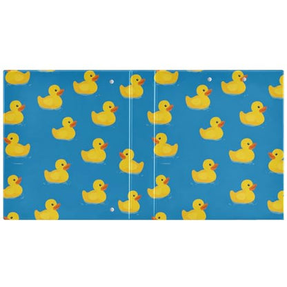 Yellow Rubber Ducks Blue Round Ring Binders 1.5 Inch 3 Ring Binder with Clipboard Holds 200 Sheets Office Home School - color: Multicolored 11