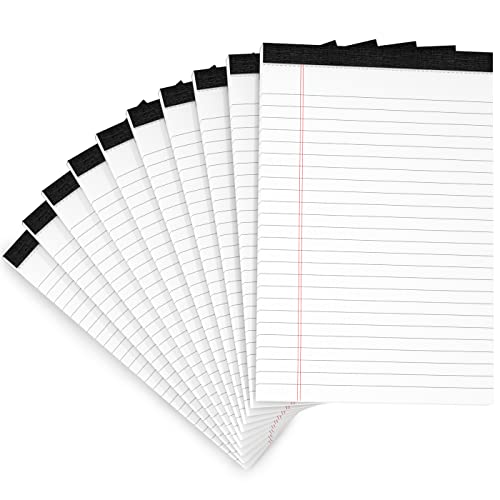 10 Pack Legal Pads Writing Pad 5x8 Inch Lined Writing Note Pads Grocery List Notepad Narrow Ruled Writing Pads 5x8 White Small Legal Pad 30 Sheets To Do Notepad 80GSM Paper for School, College, Office - color: White-10P