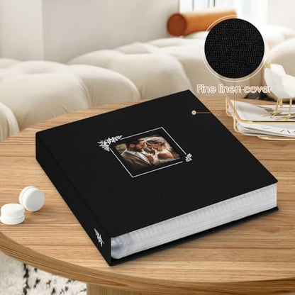Lanpn Scrapbook Photo Album 8.5x11, Linen Window Design Cover Top Load 3 Ring Folder Binder Photobook Photo Book 8.5 x 11 inch with 30 Plastic Sleeves 60 Pages Black - color: Black, size: 8.5x11"