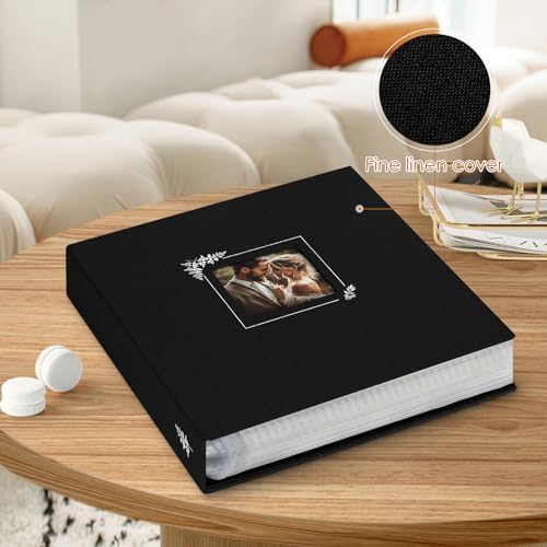 Lanpn Scrapbook Photo Album 8.5x11, Linen Window Design Cover Top Load 3 Ring Folder Binder Photobook Photo Book 8.5 x 11 inch with 30 Plastic Sleeves 60 Pages Black - color: Black, size: 8.5x11"