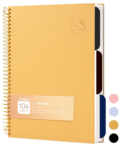 8.5 x 11 Large Spiral Notebook 3 Subject Spiral Notebook Hardcover Spiral Notebook for Note Taking 120 Sheets College Ruled Journal for School Office Supplies Writing Journal,Brown - color: 4.brown