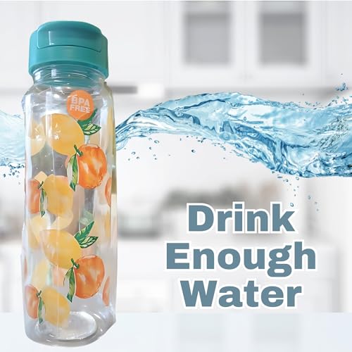 LSANDM (1) Lemons Printed Design Water Bottle 30 fl oz BPA-Free for Home Kitchen Office Travel School Camping Outdoor Indoor Beverages Drinking Drinkware Holiday Christmas Party Favor Gift Supplies