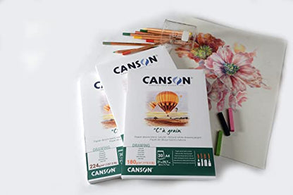 Canson "C à Grain A3 224g White Drawing & Sketching Paper Pad, 30 Sheets, Fine Grain Texture, Glued on Short Side, for Professional Artists - size: A3, style: 224gsm