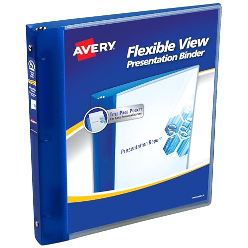Avery Flexible View 3 Ring Binder, 1/2 Inch Round Rings, 1 Blue Binder (17670) - style: 1 Pack