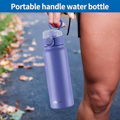 GOPPUS Insulated Water Bottle 20oz Stainless Steel BPA-Free Sports Bottle Ideal for School and Travel Silicone Spout Lid Prevents Leaks, Sweat, and Dust (Purple) - color: Purple