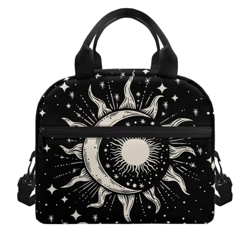Lunch Box for Girls 10-12 Moon and Sun Preschool Lunch Box Kids 4-6 Kindergarten Meal Bag 6-8 Toddler Elementary School Children Lightweight Adjustable Shoulder Strap Leak Resistant - color: Moon and Sun