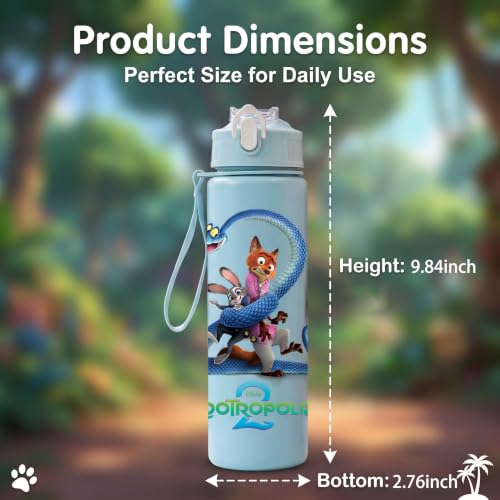 Cartoon Huntrix Water Bottle for Girls, 25oz Leak Proof with Straw Lid, Gifts for Girls (Zootopia) - color: Zootopia