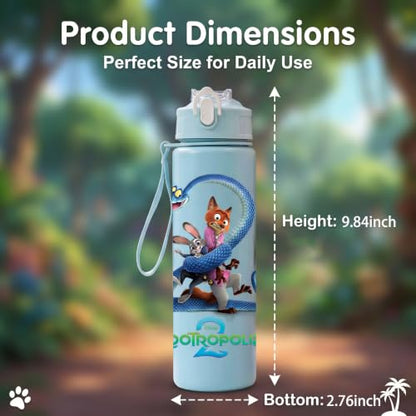 Cartoon Huntrix Water Bottle for Girls, 25oz Leak Proof with Straw Lid, Gifts for Girls (Zootopia) - color: Zootopia