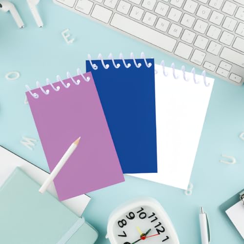 8 Pack Blue Purple Tone Spiral Notebooks, Mini Pocket Notepads, Solid Color Aesthetic Notebooks for School, Office, Journaling, Gifts