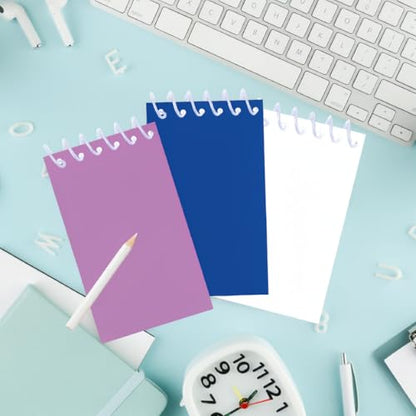 8 Pack Blue Purple Tone Spiral Notebooks, Mini Pocket Notepads, Solid Color Aesthetic Notebooks for School, Office, Journaling, Gifts