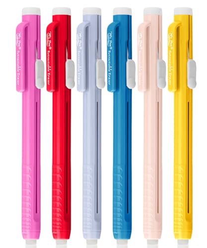 Mr. Pen- Retractable Mechanical Eraser Pens, 6 Pack, Ice Cream Colors | Latex-Free Precision Pencil Erasers for Artists, Students, Drawing, Sketching & Drafting - color: Ice Cream, size: Pack of 6