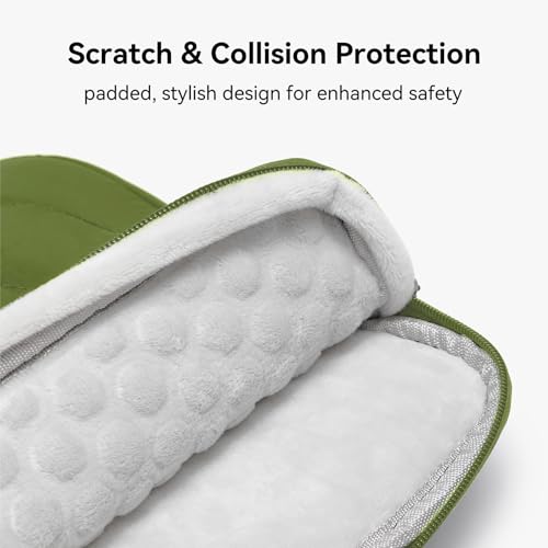 Omnpak Laptop Sleeve for 13 inch MacBook Air/Pro M5-M1 & Neo A18 Pro | with Pocket and Handle,Protective Quilted Puffy Case,Water Resistant Carrying Bag for 13-14" MacBook Air/Pro/Neo - color: Green
