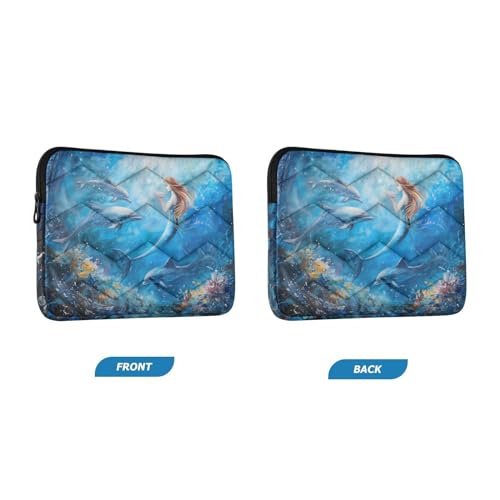 Cute Laptop Sleeve 13 inch Ocean Mermaid Dolphin Laptop Bag 14 inch Waterproof Computer Bag for Women Laptop Accessories Computer Cover Bag for Tablet Men - color: Ocean Mermaid Dolphin