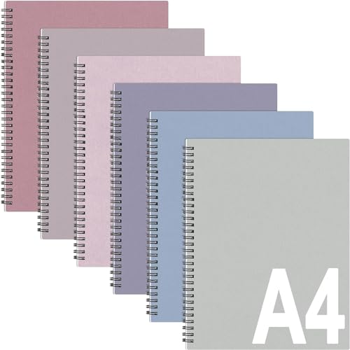 Glenmal 6 Pcs Spiral Notebook for Work A4 8.5 x 11'' | College Ruled Spiral Journal Notebook Kraft Cover Ruled Paper, 120 Sheets 240 Pages for Office Study Supplies(Sweet Color) - color: Sweet Color