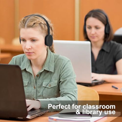 Flutesan 30 Pack Wired Headphones, Adjustable On Ear Headphones with Stereo, Earbuds for Schools, Laptop, Travel, Plane, Tablet(Black) - color: Black