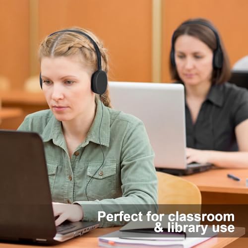 Flutesan 30 Pack Wired Headphones, Adjustable On Ear Headphones with Stereo, Earbuds for Schools, Laptop, Travel, Plane, Tablet(Black) - color: Black