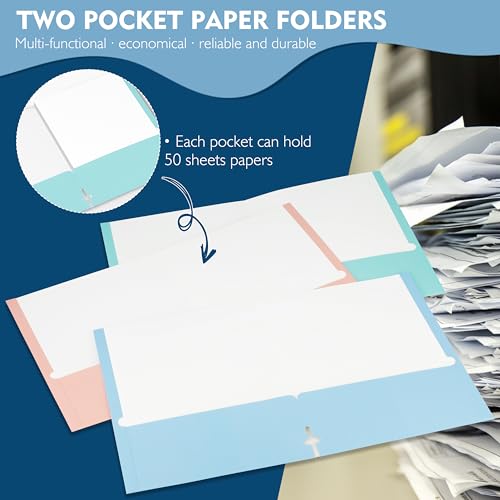 pmybupo 50Pack Ish Green Folders with Pockets,Pastels Colors Folders with Pockets,2-Pocket Folder Bulk,Aesthetic File Folder,Back to School Office Filing Supplies - color: 7464u