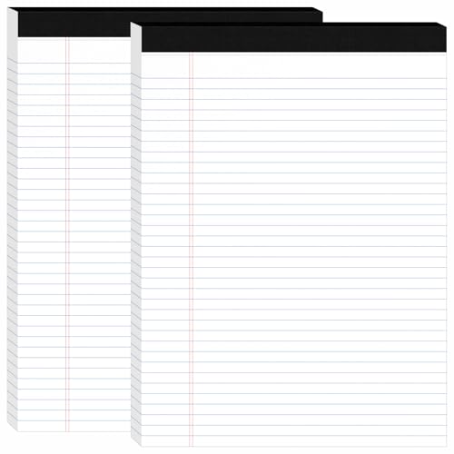 2Packs Legal Pads 8.5 x 11 Inch, 50Sheets/Pack, College Ruled & Perforated White Writing Pads, Pads of Paper 8.5 x 11, Lined Note Pads with Sturdy Backing for Office, Business & School Supplies - color: White, style: 2 Pads-50 Sheets/Pads