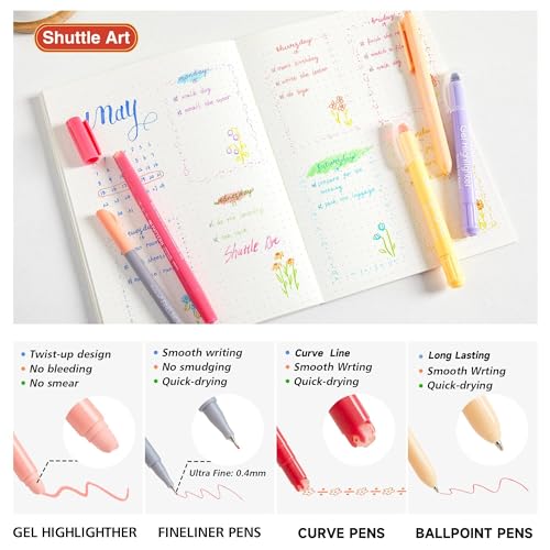 Shuttle Art Bible Highlighters and Pens No Bleed, 33 Pack Bible Journaling Kit, Bible Pens Gel Highlighters and Bible Tabs with a storage bag, Bible Markers No Bleed Through - size: 1 Count (Pack of 34)