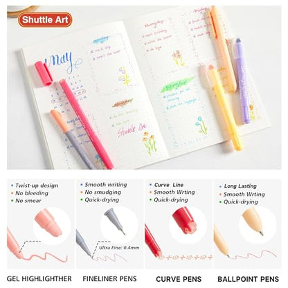 Shuttle Art Bible Highlighters and Pens No Bleed, 33 Pack Bible Journaling Kit, Bible Pens Gel Highlighters and Bible Tabs with a storage bag, Bible Markers No Bleed Through - size: 1 Count (Pack of 34)