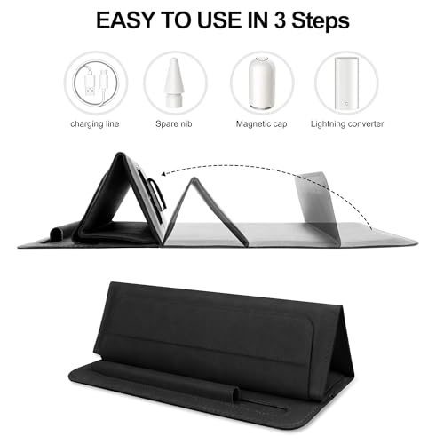 8-11 inch Tablet Sleeve Case with Pen Holder, Slim PU Lightweight Universal case with Foldable Stand for iPad 10th Generation 2022, iPad Pro 11, iPad mini6, Galaxy Tab S9/A9 Plus/A8 etc Black - color: Black