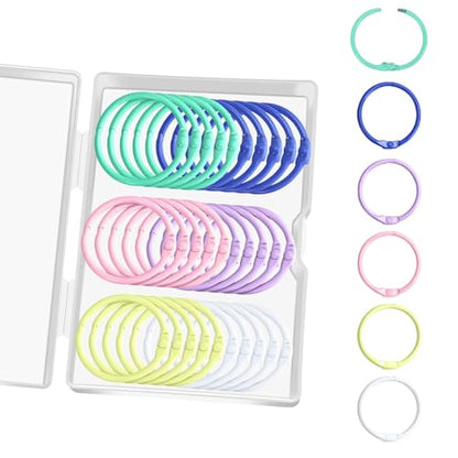 Bercoor 30 PCS Binder Rings 1 1/5 Inch Metal Book Rings for Index Cards Flashcards Rings, Small Loose Leaf Binder Rings Key Rings Notebook Paper Rings for School Office Home, 6 Colors