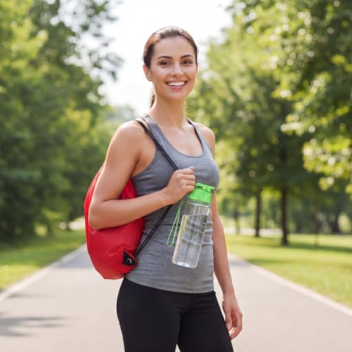 40 Pcs 17 oz Plastic Water Bottles Bulk and Drawstring Backpack Set for Back to School Gifts Reusable Flip Top Leakproof Water Bottles with Handle Adults Sports Gym Travel Outdoor(Classic) - color: Classic