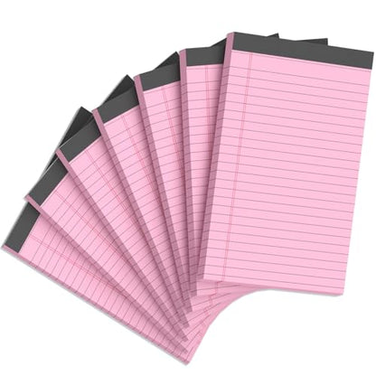 7pcs Small Note Pads 5x8 Legal Pads Pink Notepad 5x8 College Ruled Pink Notebook Paper Narrow Ruled Mini Notepads 5 x 8 Legal Pad Perforated Small Writing Pads 5x7 In 30 Sheets per Note Pad - color: Pink-7P