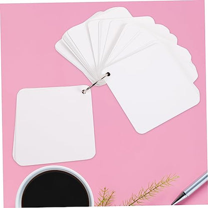 Holibanna 1 Set Blank Flash Cards with Binder Rings Pre Hole Punched Notecards for Studying Multipurpose Cards for Projects and Lightweight for Easy Carrying - size: 9.8X9.8X0.01CM