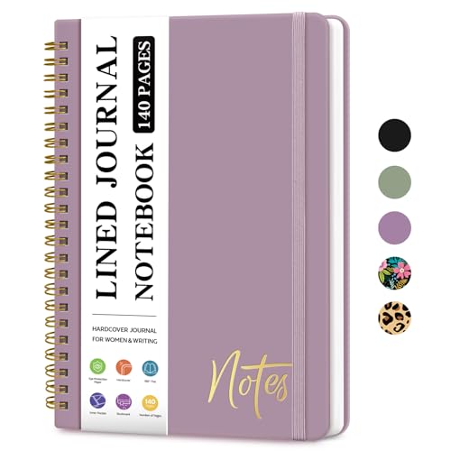 ZOTIA Lined Spiral Journal Notebook for Women, A5 College Ruled Journals for Writing, Hardcover Notebooks for Work, Note taking and Office School Supplies,140 Pages - Purple - color: A-Purple