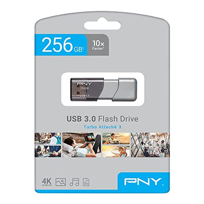 PNY 256GB Turbo Attache 3 USB 3.0 Flash Drive,Grey (Pack of 1) Pack of 20 - size: 256GB (Pack of 20)