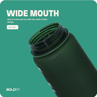 Boldfit Sipper Bottle for Adults - Water Bottle with Motivational Time Markers for Kids, School Boys, Girls, Sports Water Bottles for Gym with Measurement BPA Free Water Bottles Hunter Green