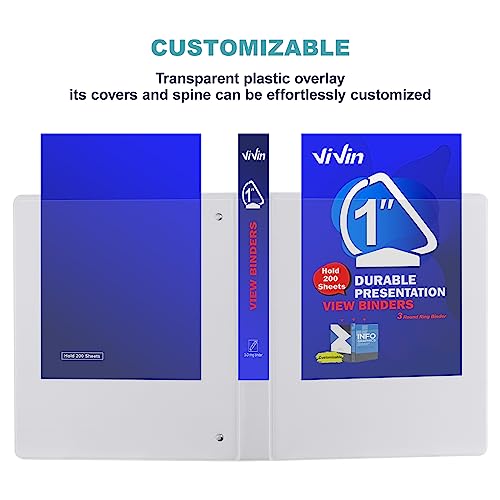 ViVin 1 Inch Binders 3 Ring, Slant D Ring Binder, 24 Pack Bulk, White | PVC-Free, Fits 225 Sheets of 8.5'' x 11'' Paper, Clear View Cover, 2 Interior Pockets, Office Home School Use - color: White, size: 1 Inch, style: 24 Pack