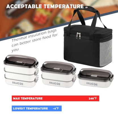 Bento Box Adult Lunch Box (74 Oz Large Capacity), Reusable, Leak-Proof, Including Lunch Bag, Fork And Spoon, 3 Dividers, Suitable For Work, Picnic, Dishwasher And Microwave Safe.(White) - color: White