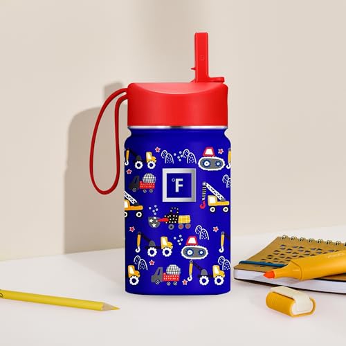 IRON °FLASK 10 oz Kids Insulated Water Bottle | Vacuum Insulated Kids Water Bottle with Leakproof Straw Lid & 20 Name Stickers - BPA Free (Dino Mates) - color: Dino Mates, size: 10 Ounces