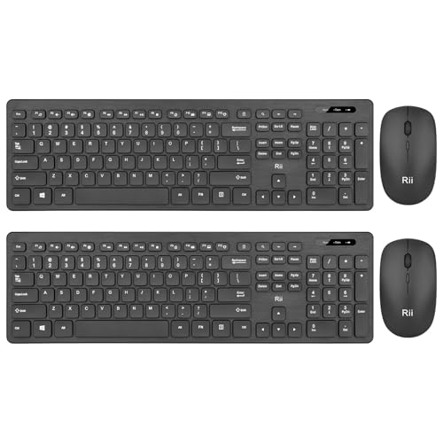Wireless Keyboard and Mouse Combo - Rii Standard Office PC Keyboard and Optical Wireless Mice (Black (2 Pack)) - color: Black (2 Pack)