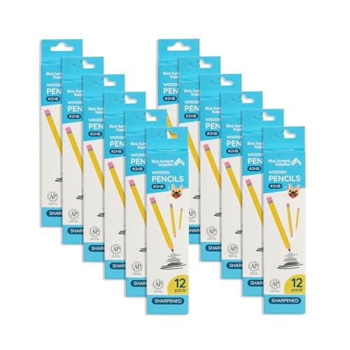 Blue Summit Supplies 144 Pack Presharpened Pencils #2 Bulk, Wood-Cased 2HB Pre Sharpened Number 2 Pencils Bulk for Students and Classroom Use, 12ct, 12 Boxes