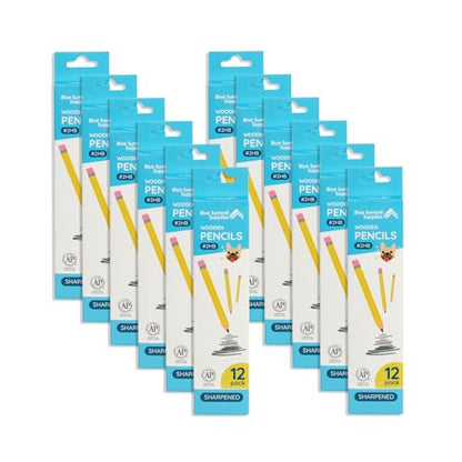 Blue Summit Supplies 144 Pack Presharpened Pencils #2 Bulk, Wood-Cased 2HB Pre Sharpened Number 2 Pencils Bulk for Students and Classroom Use, 12ct, 12 Boxes