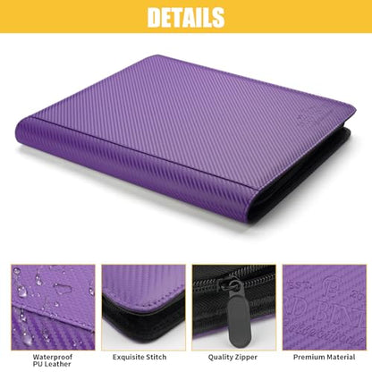 Toploader Binder,Toploader Hard Cases, 9-Pocket Pages Sleeves Hold up 288 Cards.Toploader Card Binder with Sleeves for “3×4” rigid，Card Holder(purple) - color: purple2, size: 9 Pocket 288 Toploader