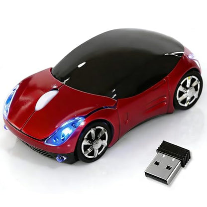Red Wireless Mouse，Mini Car Computer Mouse，1600DPI 2.4G with USB Receiver, Ergonomic Cute Computer Mice for Laptop, PC, Windows, Mac OS (Red) - color: Red