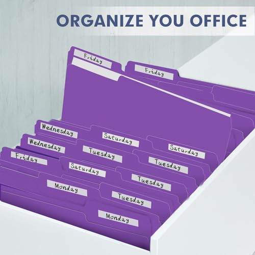File Folder, PANDRI 120 Pack File Folder, 1/3 Cut Tab, Letter Size, Filing Folder for Office School Business, Purple - color: Purple