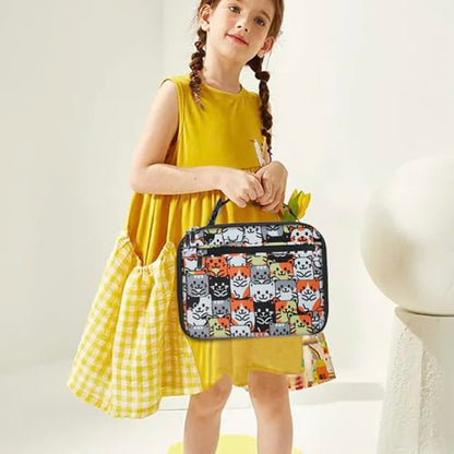 Kids Lunch Box for Boys Girls Lunch Bag Insulated Durable Lunchbox Children Lunch Tote Bag for School Cat - color: Cat