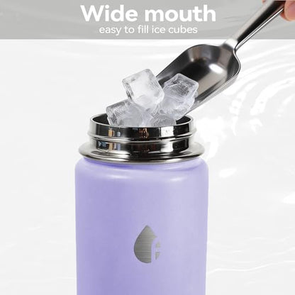 Stainless Steel Water Bottle with Straw Lid, 18oz Insulated Vacuum Bottle with Carrying Loop, Dishwasher Safe，uitable for use in schools, Offices, and outdoor activities (PURPLE) - color: Purple