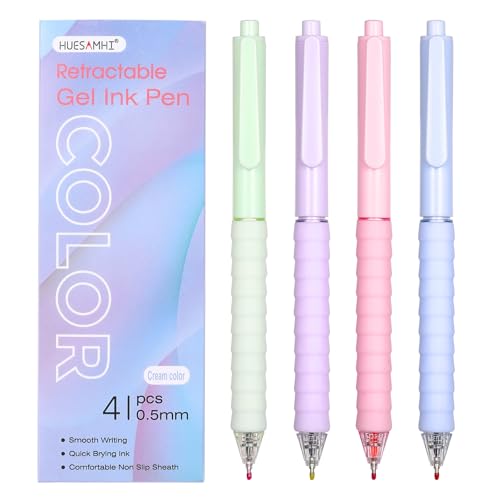 gel pens,4pcs 0.5mm Quick Dry Retractable Pens Fine Point Gel Ink for Writing, Ideal Office School Desk Accessories Gift - color: 4pcs-cream