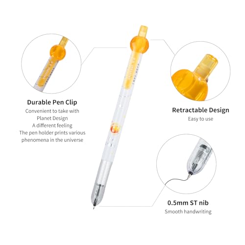 Gel Pens Quick Dry Ink Fine Point 0.5mm, Retractable Rolling Ball Black Ink Pen for Journaling Note taking Drawing Sketching Smooth Writing Non Bleed 7 Pack