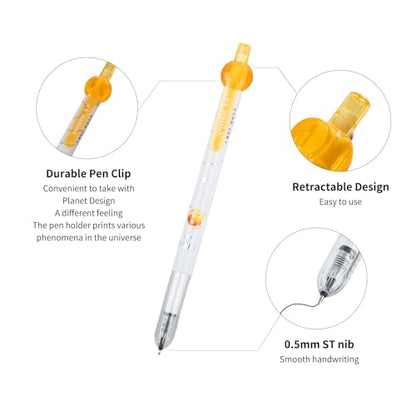 Gel Pens Quick Dry Ink Fine Point 0.5mm, Retractable Rolling Ball Black Ink Pen for Journaling Note taking Drawing Sketching Smooth Writing Non Bleed 7 Pack