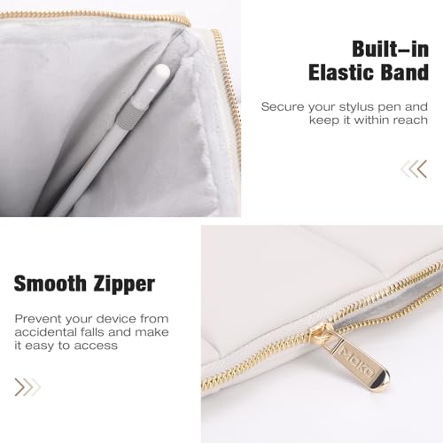 MoKo 13.3-14 Inch PU Leather Laptop Sleeve Fit with New Mac Neo 13", Mac Air 13'' M5 2026, Mac Pro 14'' M5, Mac Pro 13" M2/M1, Built-in Elastic Band, Laptop Carrying Case, White - color: White, size: 13.3-14 inch