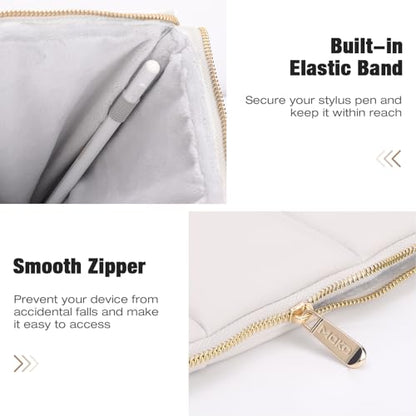 MoKo 13.3-14 Inch PU Leather Laptop Sleeve Fit with New Mac Neo 13", Mac Air 13'' M5 2026, Mac Pro 14'' M5, Mac Pro 13" M2/M1, Built-in Elastic Band, Laptop Carrying Case, White - color: White, size: 13.3-14 inch