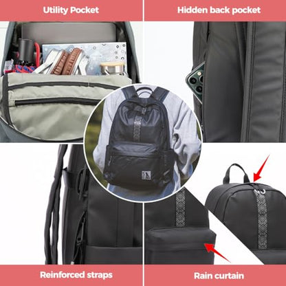 INUK Recycled Laptop Backpack for Women Men, 900D Waterproof Lightweight Travel Daypack, Airline Approved Carry On TSA Personal Item fits 13 Inch Laptop, Weekender Overnight with Luggage Strap, Black - color: Polar Night Black